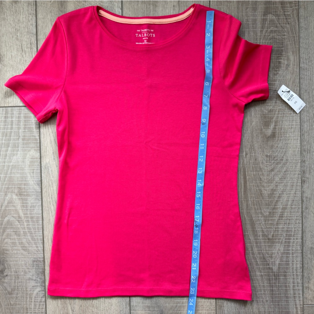 NWT Talbots Tee Pink Short Sleeve 100% Pima Cotton SMALL PETITE Top Shirt Soft - Picture 6 of 8